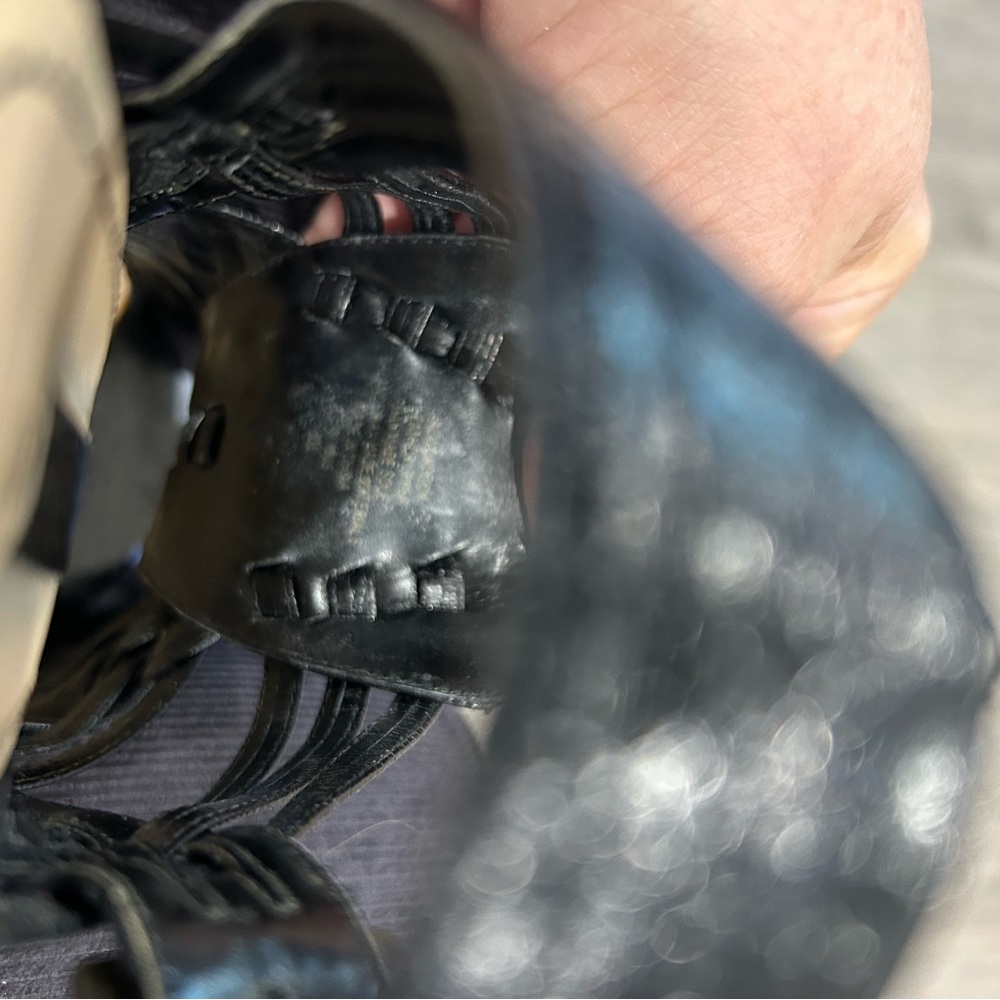 Enzo Angiolini Black and Tan Wedge Sandals - Picture 7 of 8